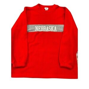 Vintage NFL Nebraska Cornhuskers Red Fleece Sweatshirt Embroidered Mens Large
